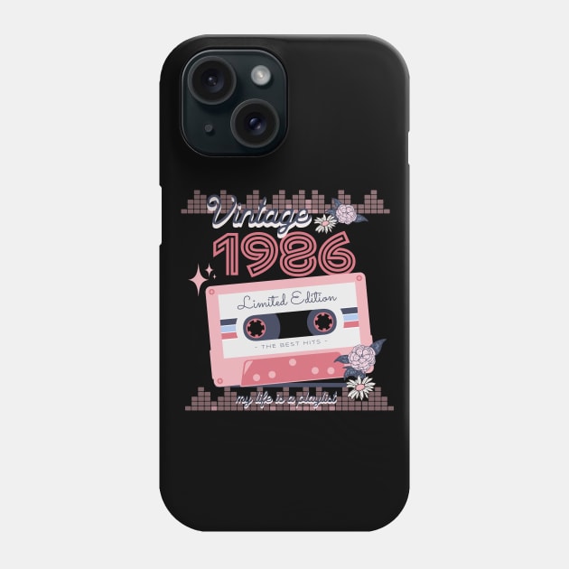 Vintage 1986 Limited Edition Music Cassette Birthday Gift Phone Case by Mastilo Designs