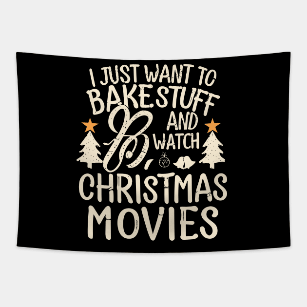 I Just Want To Bake Stuff And Watch Christmas Movies Tapestry by A Floral Letter Capital letter A | Monogram, Sticker