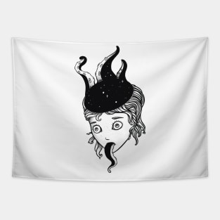 Strange Goth Octopus Tentacle Girl Head Tapestry