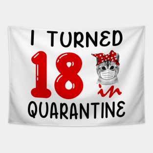 I Turned 18 In Quarantine Funny Cat Facemask Tapestry
