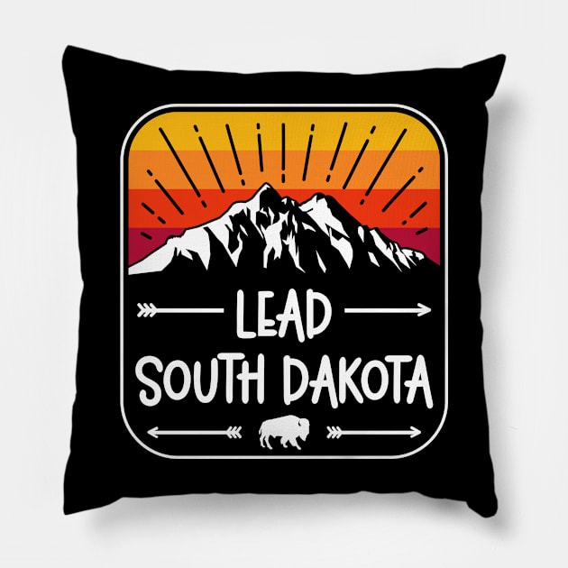 Lead South Dakota Vintage Mountain Sunset Pillow by SouthDakotaGifts