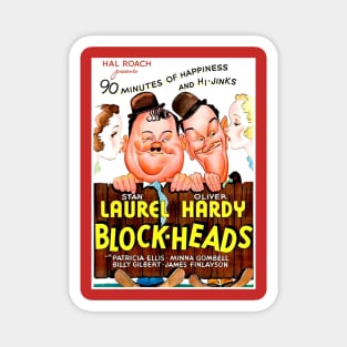 Block-Heads Vintage Laurel and Hardy Movie Poster Print Magnet