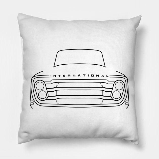 International Harvester AB series 1960s classic truck black outline graphic Pillow by soitwouldseem