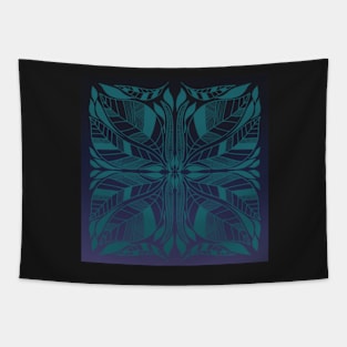 Blue and Purple Symmetrical Leaves Design Tapestry