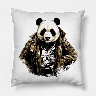 Cool Animals: Cartoon Vintage Funny Cool Panda Pillow