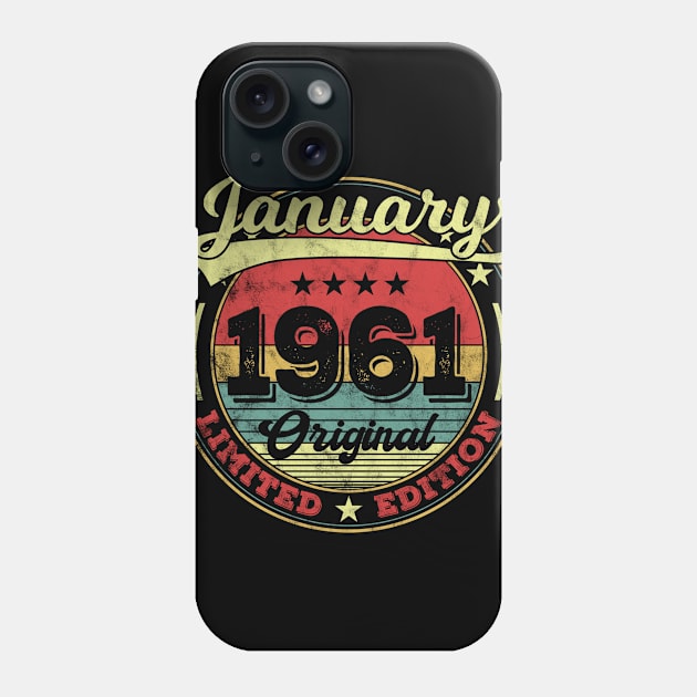 60th Birthday Vintage January 1961 60 Years Gift Phone Case by GVTShirt