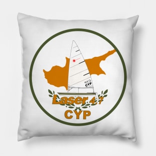 laser class sailboat on flag Cyprus Pillow