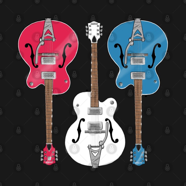 Red White and Blue Triple Guitars by saintchristopher