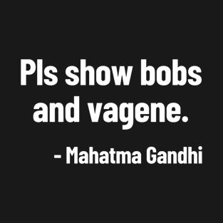 Pls Show Bobs And Vagene Mahatma Gandhi Funny Quote T-Shirt