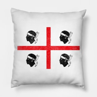 Sardinia Flag / Retro Look Faded Design Pillow