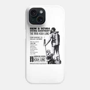 Vintage scuba diving aqua lung advert Phone Case