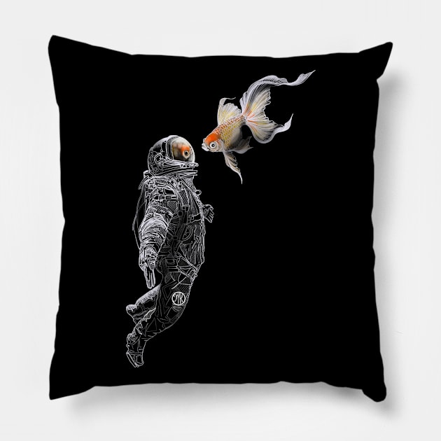 Space Encounter Pillow by Marike Korting Art