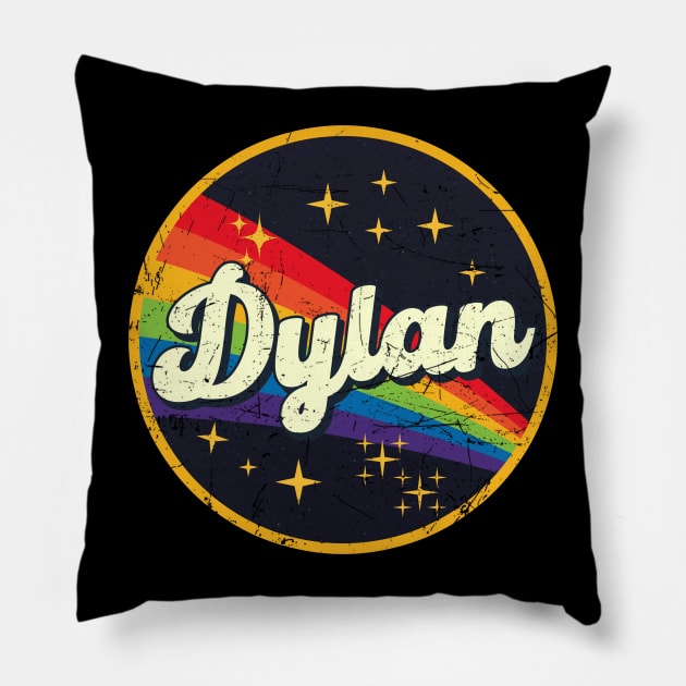Dylan // Rainbow In Space Vintage Grunge-Style Pillow by LMW Art
