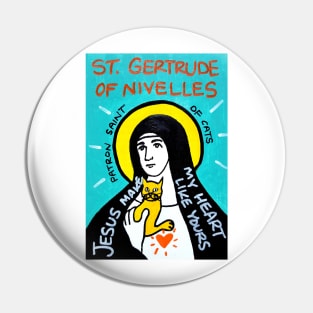 St. Gertrude of Nivelles pop folk art Pin