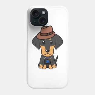 Funny dachshund is holding a camera Phone Case