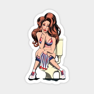 Cheerleader on the Toilet Magnet