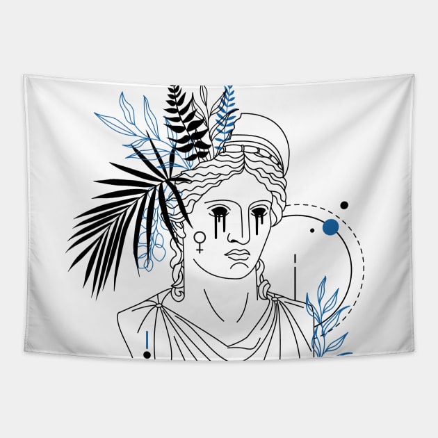 Funny Hipster Greek Goddess Hera Roman Goddess Juno Tapestry by Now Boarding