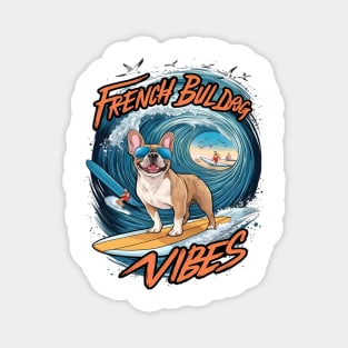 French Bulldog Surfing Frenchie Splash Magnet