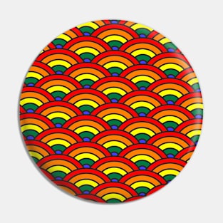 Rainbow Pride japanese wave Seigaiha pattern Pin