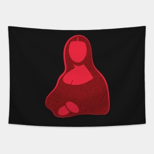 Minimal Cherry Red mona Lisa Tapestry