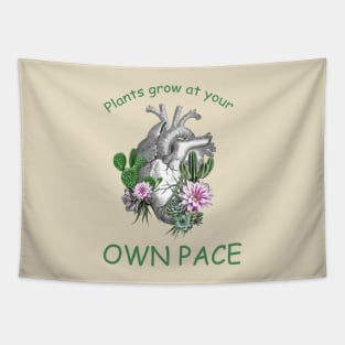 Succulents plant lovers, human heart, Plants lovers, plants grow at your own pace Tapestry