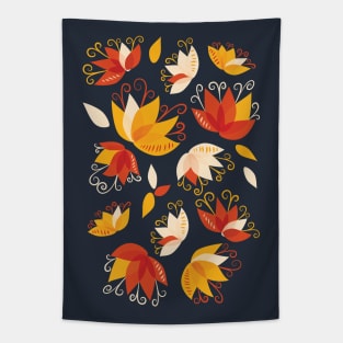 Whimsical Abstract Colorful Lily Floral Pattern Tapestry