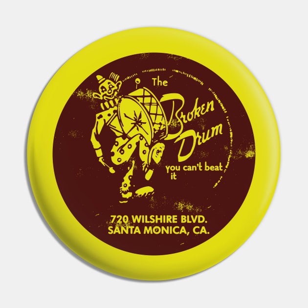 Vintage Broken Drum Restaurant Santa Monica Pin by StudioPM71