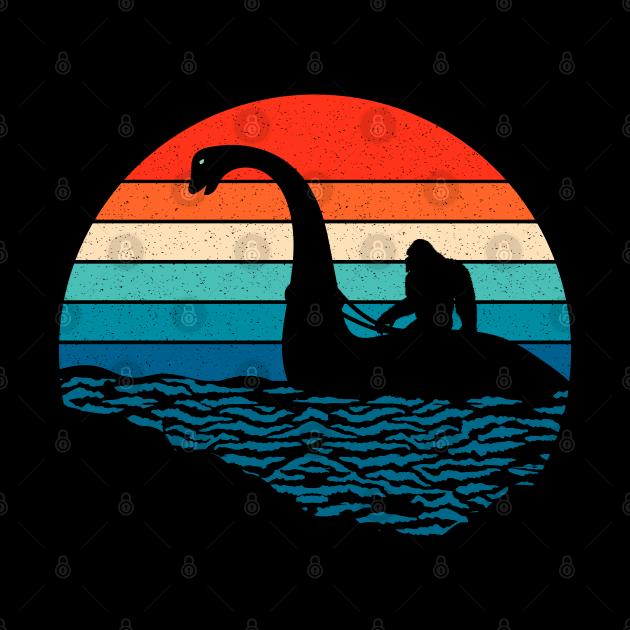 Bigfoot Riding Loch Ness Monster by Tesszero