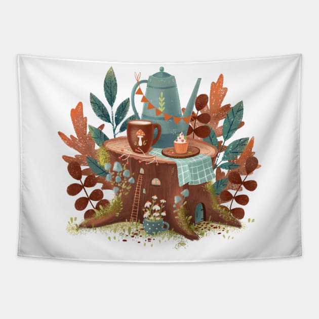 Forest tea party Tapestry by Elena Amo