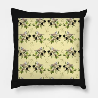 Bird on olive tree branch Pillow