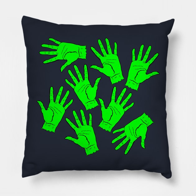 Zombie Hand Pattern Halloween Pillow by BraaiNinja