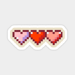 Peachy Row of Hearts Pixel Art Magnet