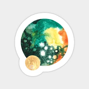 Green and Gold Planets Magnet