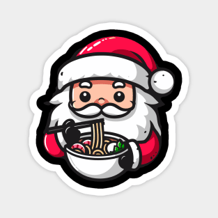 Cartoon Santa Eating Ramen Magnet