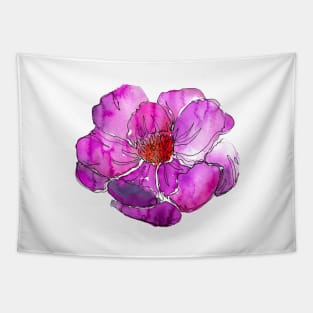 Watercolor peonies pink spring girly fuchsia magenta Tapestry