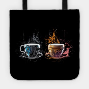 Sunny Sips - Tea Cup and Coffee Cup Summer Design Tote