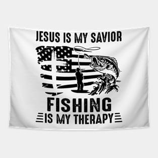 Jesus Is My Savior Fishing Is My Therapy Tapestry