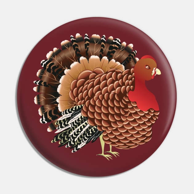 Cartoon Turkey Bird Pin by AnnArtshock