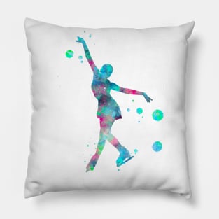 Figure Skating Watercolor Painting 1 Pillow