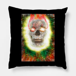 Skull on Fire Pillow