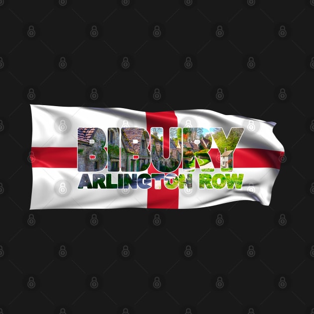 BIBURY - Arlington Row, Gloucestershire, England w/ Flag by TouristMerch