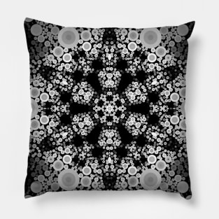 Dot Mandala Flower Grey and Black Pillow