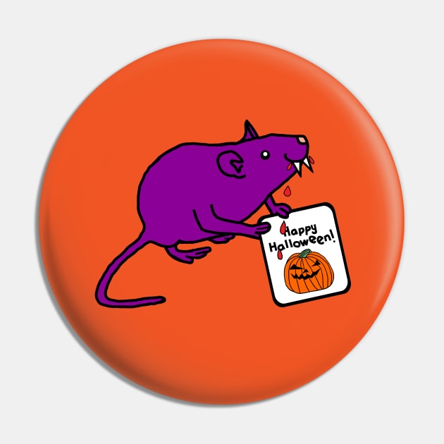 Vampire Horror Rat with Halloween Card Pin by ellenhenryart