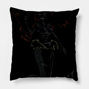 Mermaid Ariel skeleton black Pillow