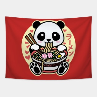 Panda Eating Ramen Cute Kawaii Design Tapestry