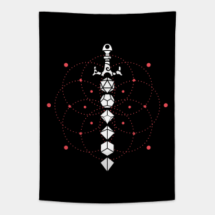 Dungeon Armory's Blood Sacred Symbols Polyhedral Dice Sword Dungeons Crawler and Dragons Slayer Tabletop RPG Addict Tapestry