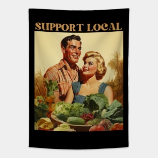 Retro Vintage: Support Local Farmer Design - Farms feed people Tapestry