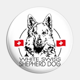 White Swiss Shepherd Dog Portrait Pin