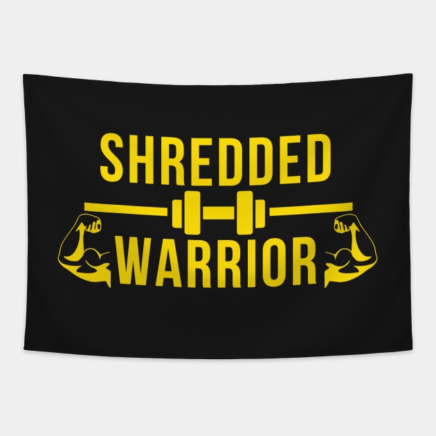 shredded warrior - yellow Tapestry by ramith-concept