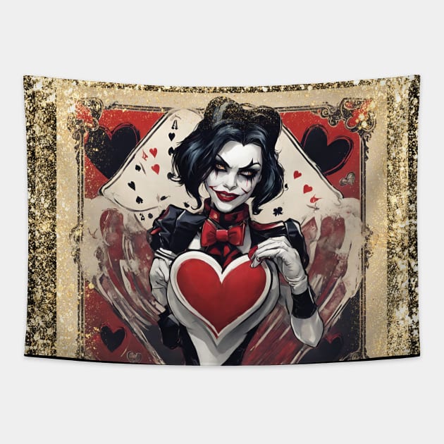 Queen of hearts in a world of jokers. Tapestry by UnCoverDesign